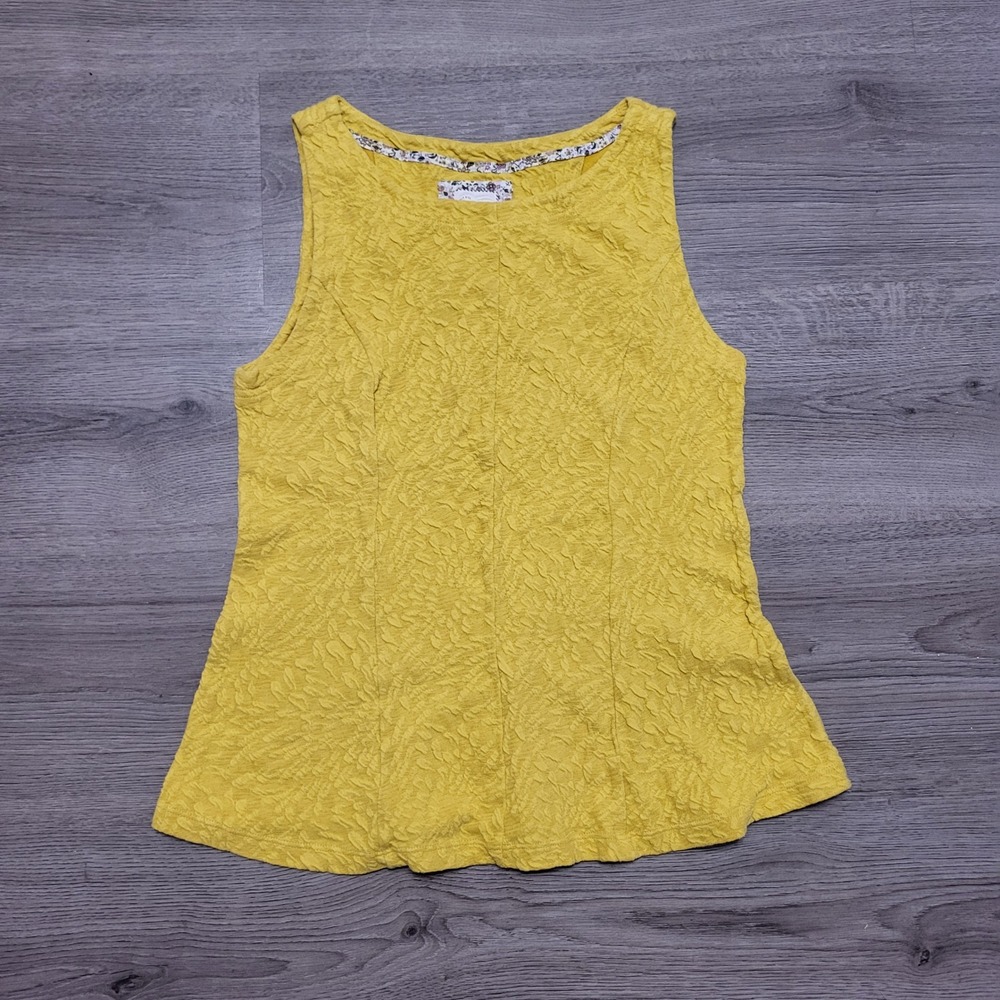 Anthropologie Yellow Textured Tank Top Women Small Sleeveless‎ Textured Casual